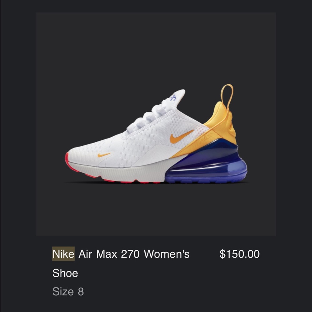 NEW: Nike Air Max 270, Size 8